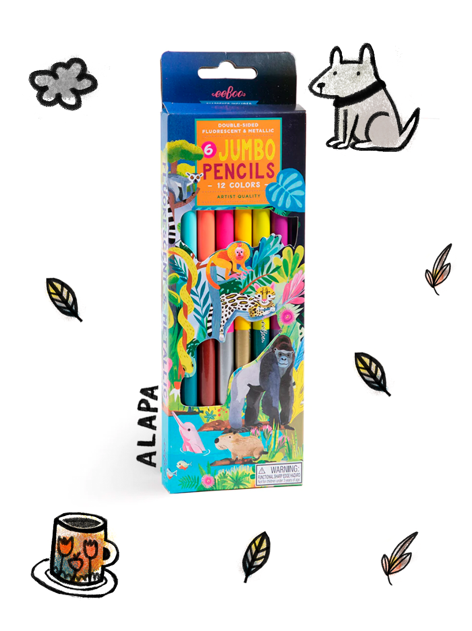 eeBoo Rainforest Jumbo Double-Sided Colored Pencils